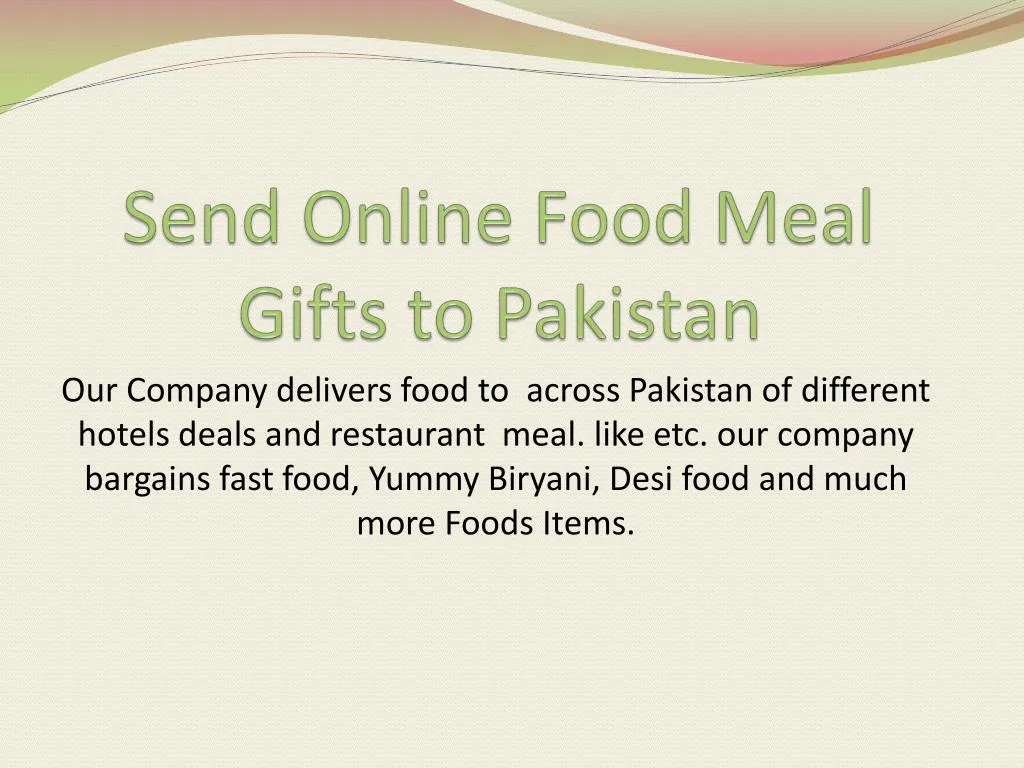 send online food meal gifts to pakistan n.