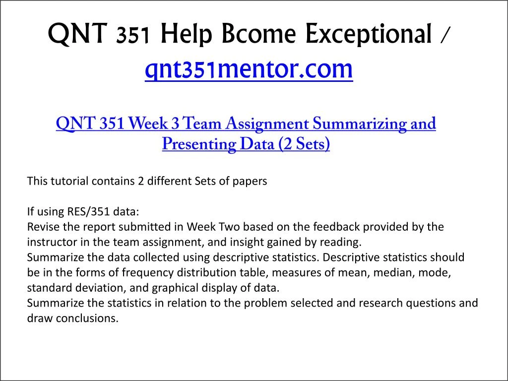 qnt 351 week 5 power point qnt 351 week 5 power point