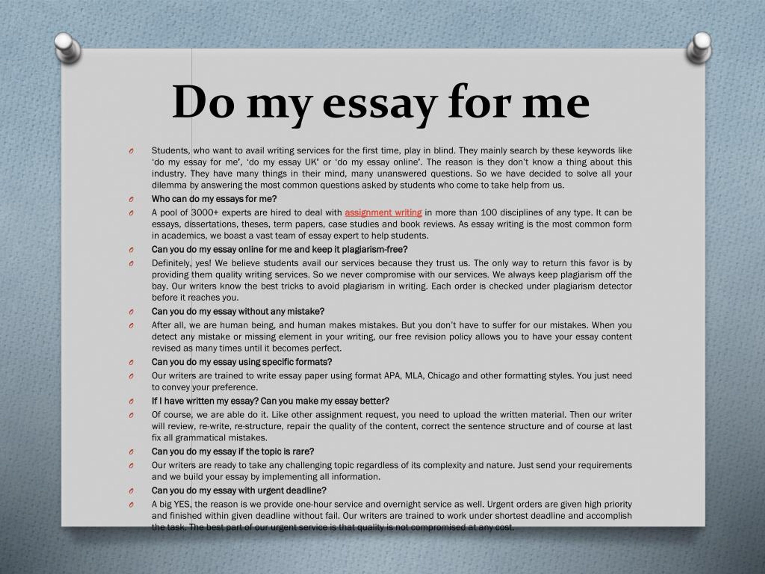 free do my essay