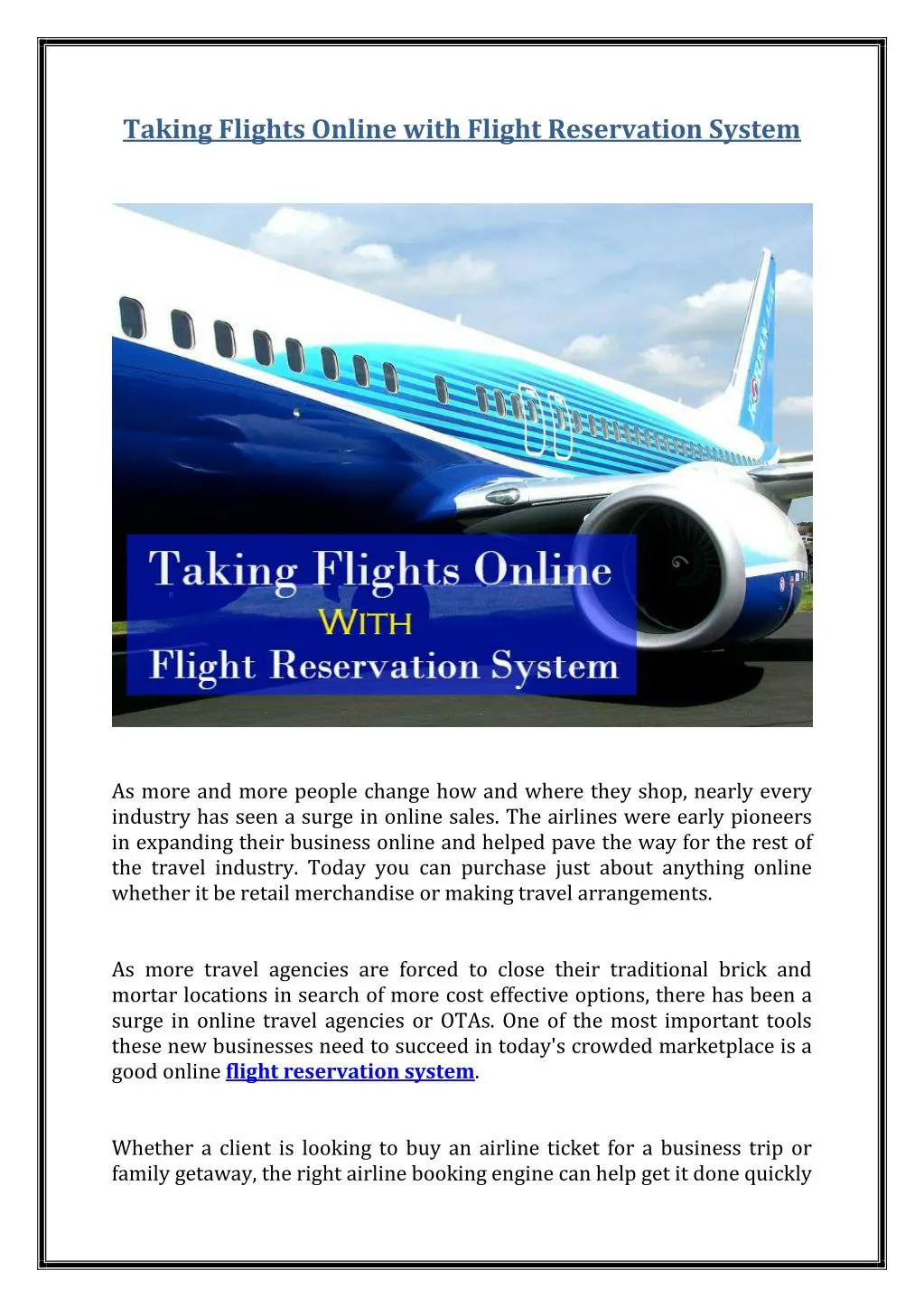 PPT Taking Flights Online with Flight Reservation System PowerPoint