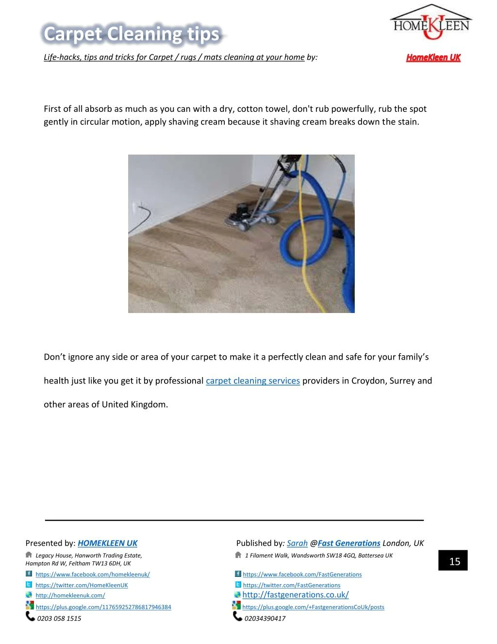 PPT Carpet cleaning Tips by Homekleen UK PowerPoint Presentation ID