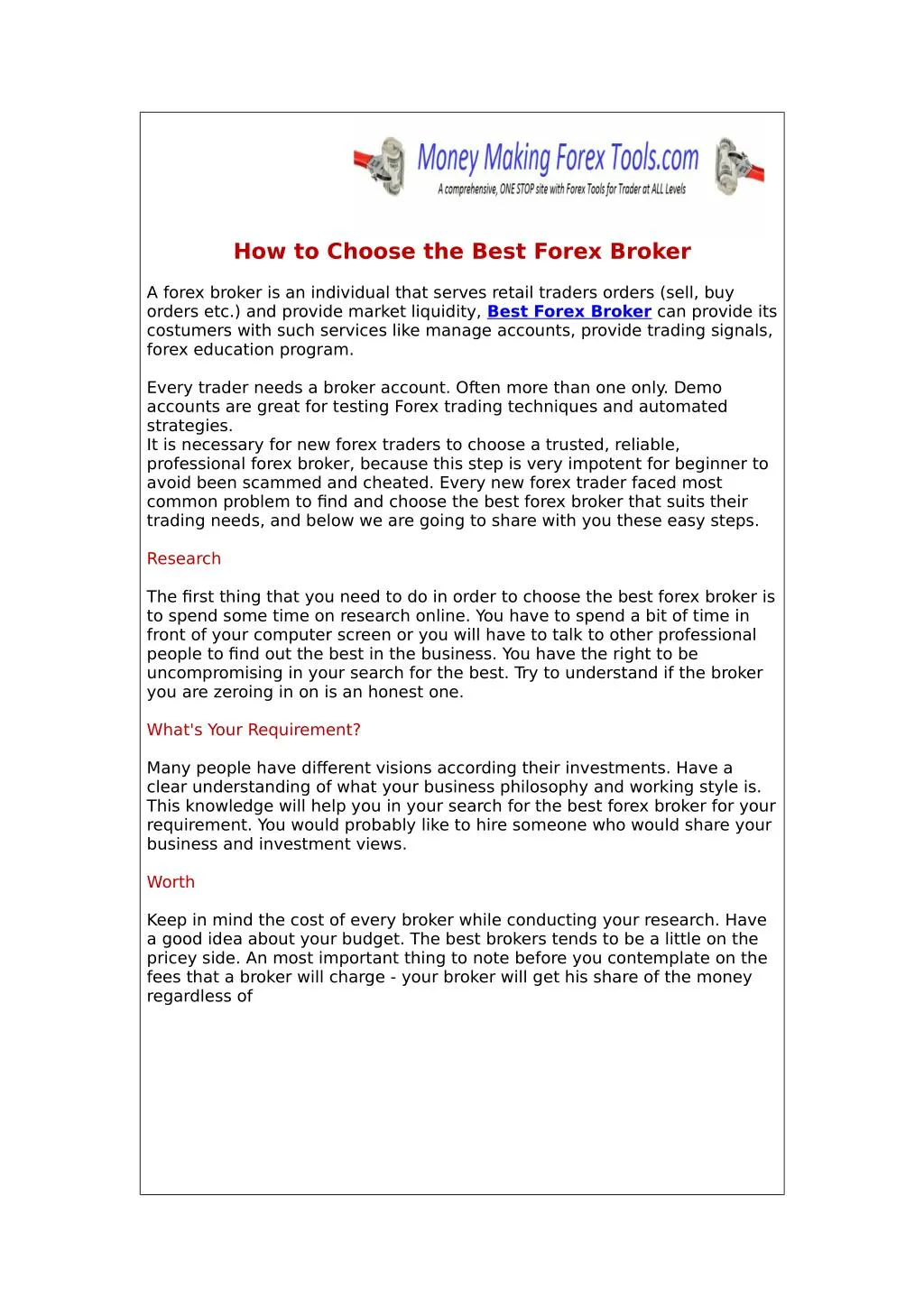 How to choose best forex broker