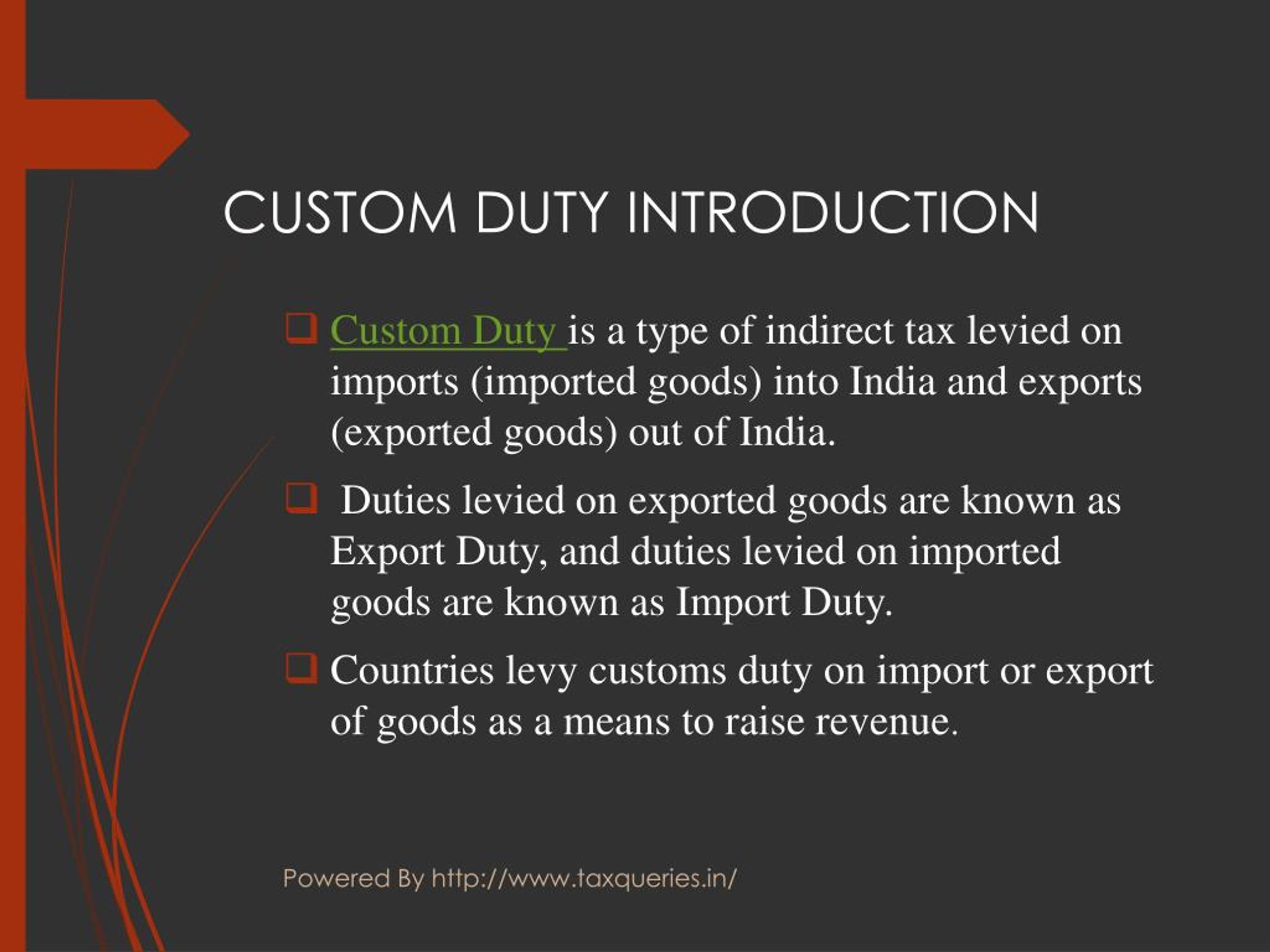 PPT Custom Duty In India PowerPoint Presentation Free Download ID 