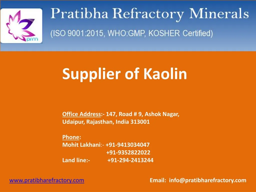supplier of kaolin n.