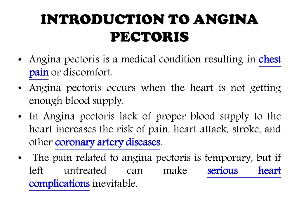 PPT - Angina pectoris : causes, symptoms, diagnosis and treatment ...