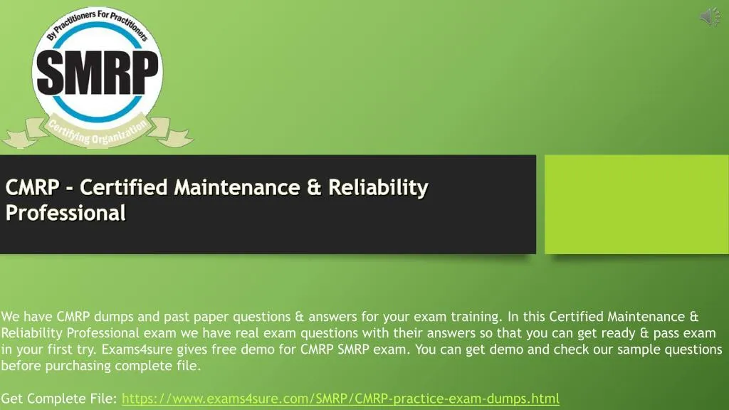 cmrp certified maintenance reliability n.