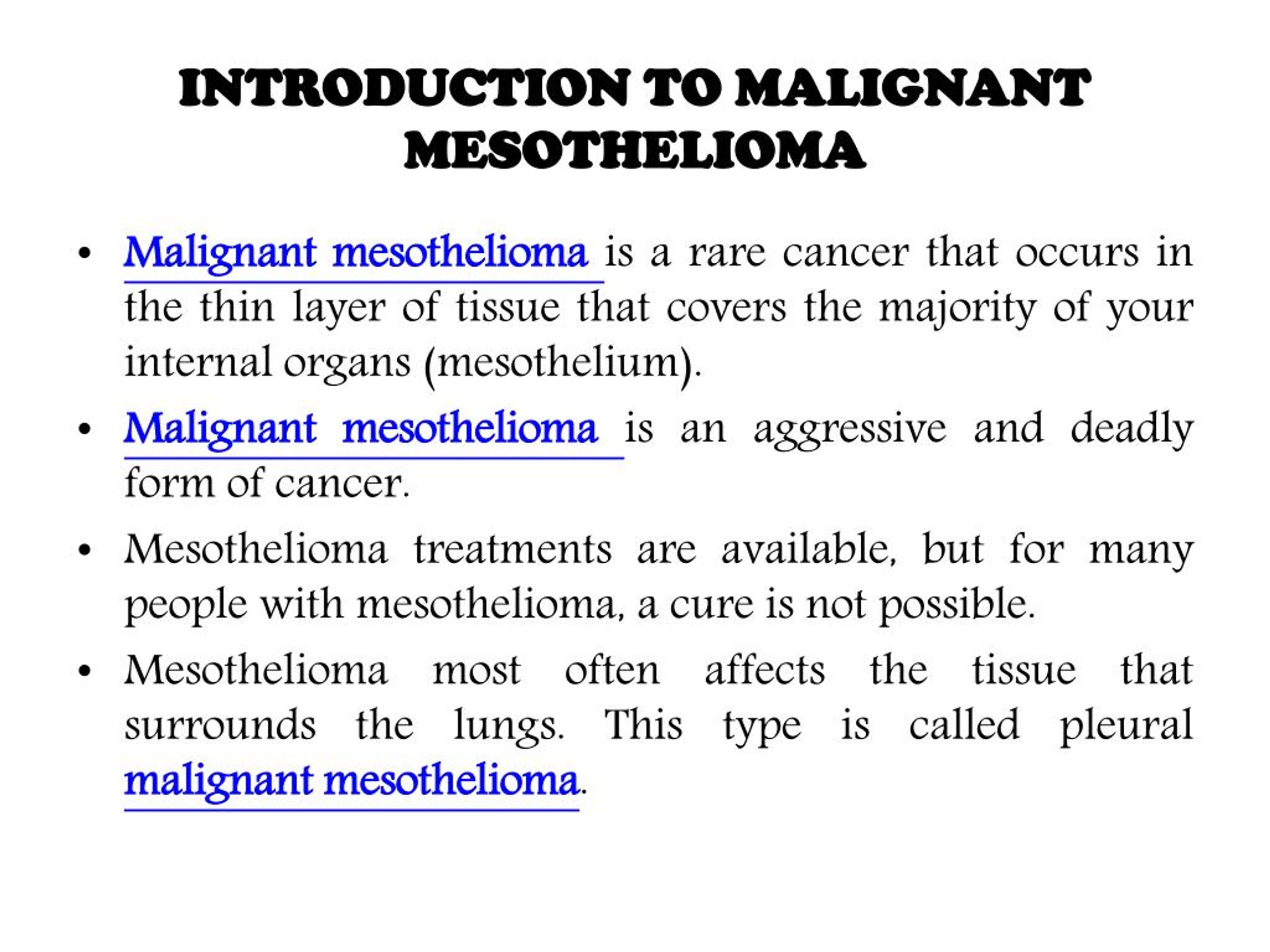 PPT - Malignant Mesothelioma: Overview of symptoms, diagnosis and