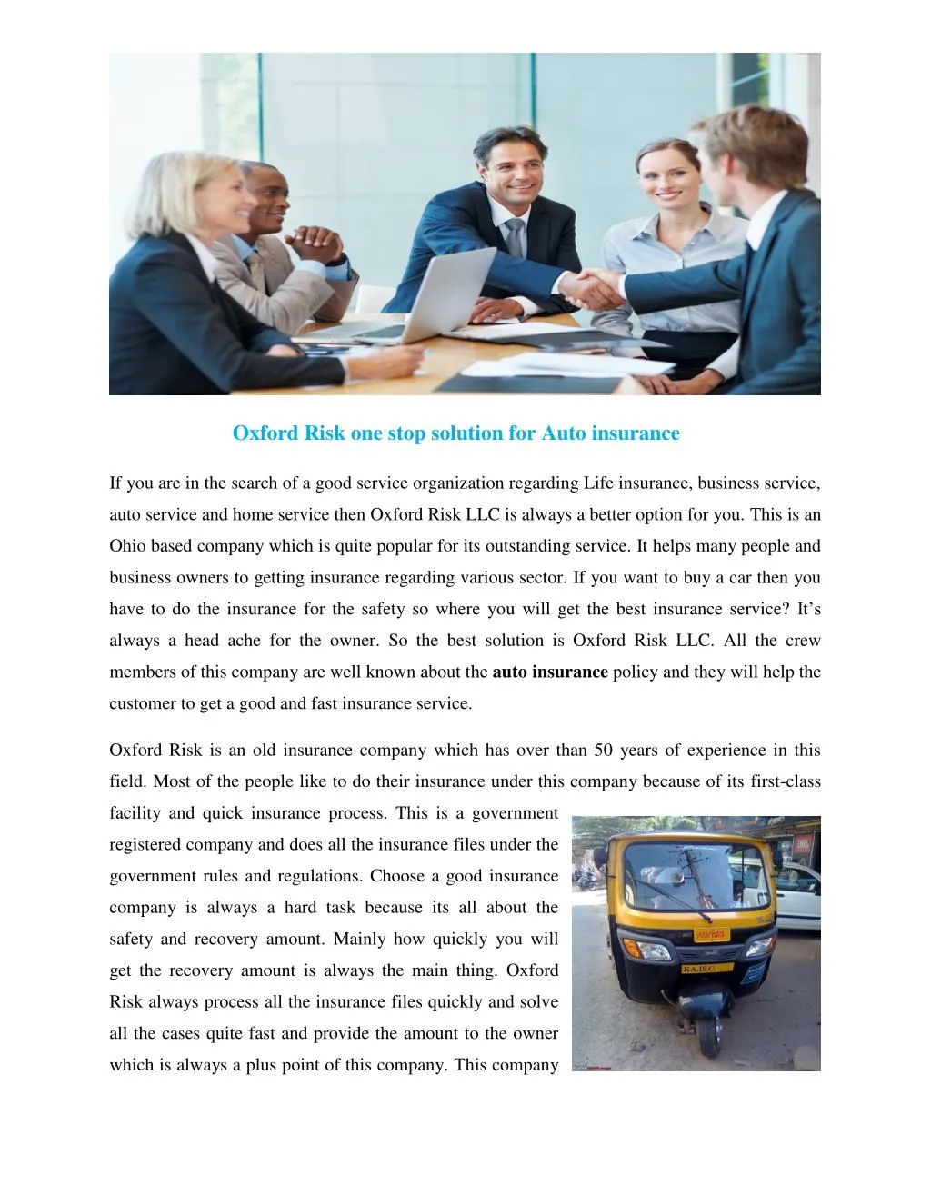 oxford risk one stop solution for auto insurance n.