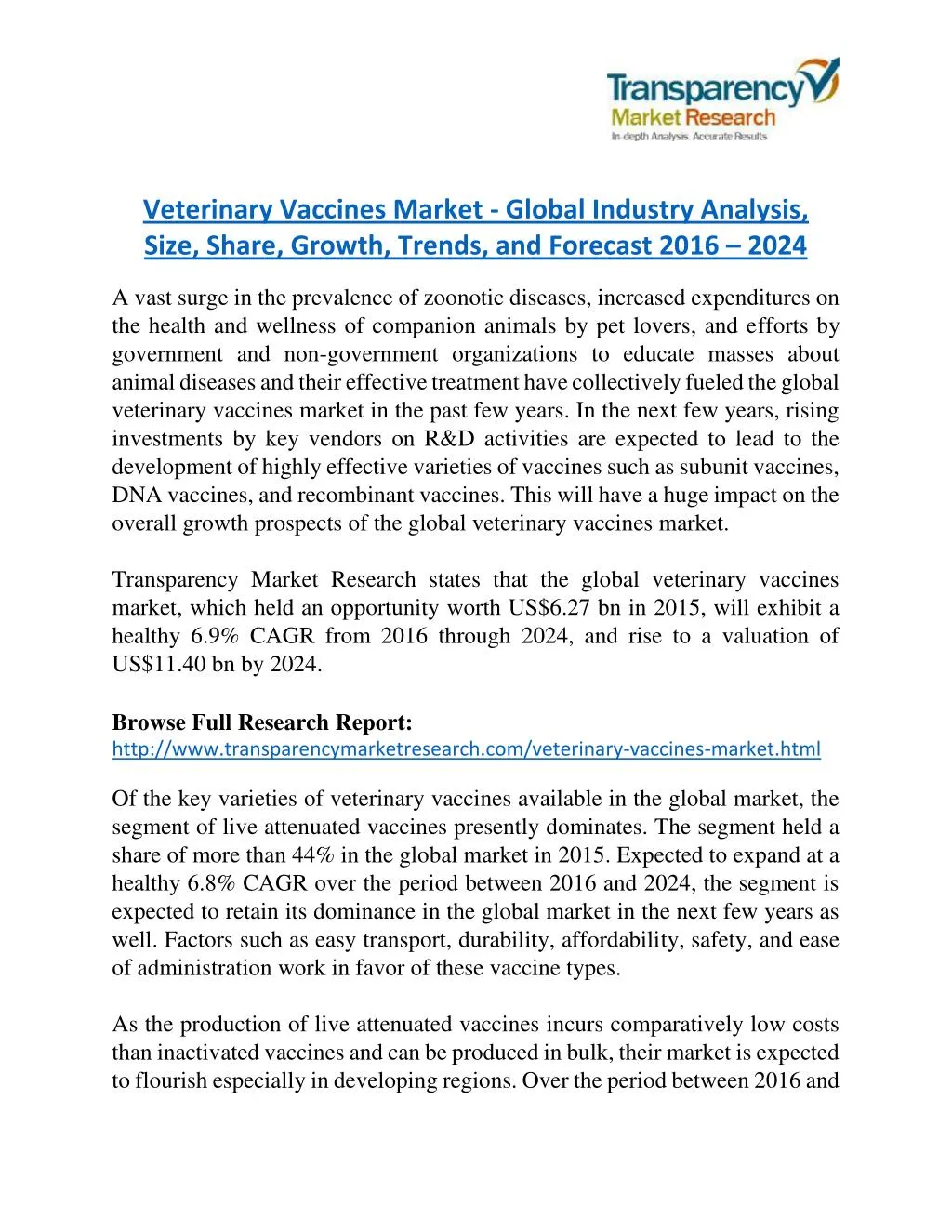 veterinary vaccines market global industry n.