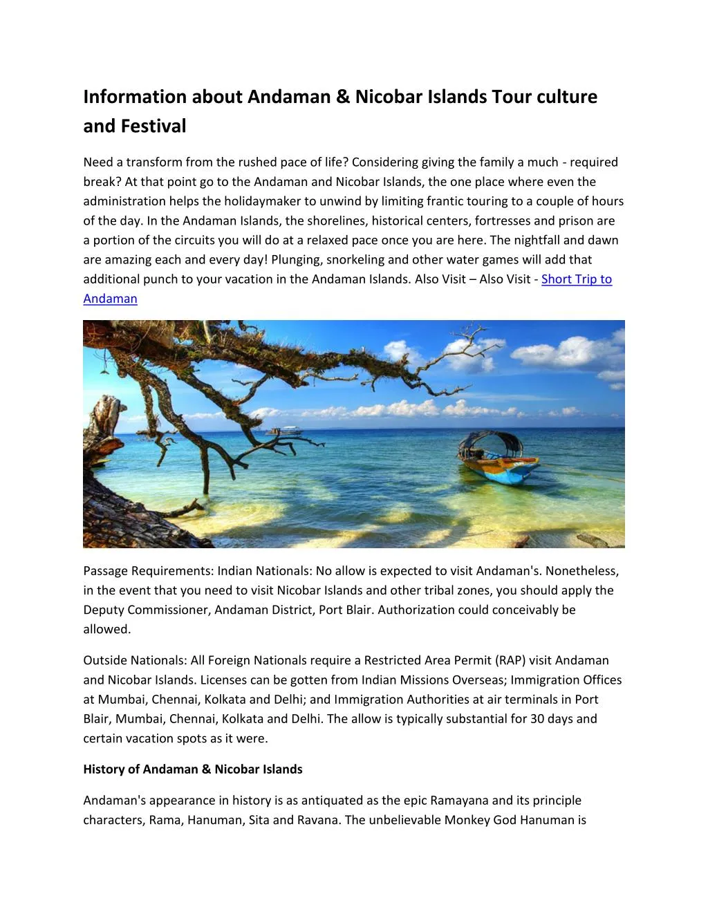 information about andaman nicobar islands tour n.