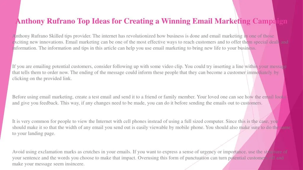 anthony rufrano top ideas for creating a winning email marketing campaign n.