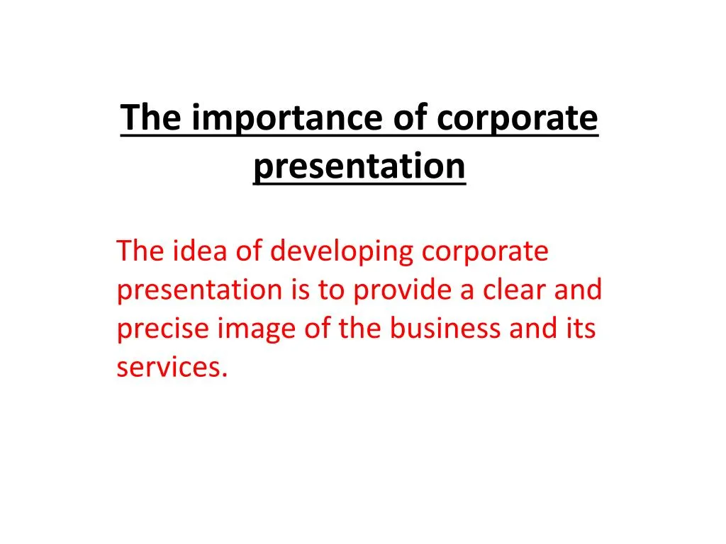 meaning of corporate presentation