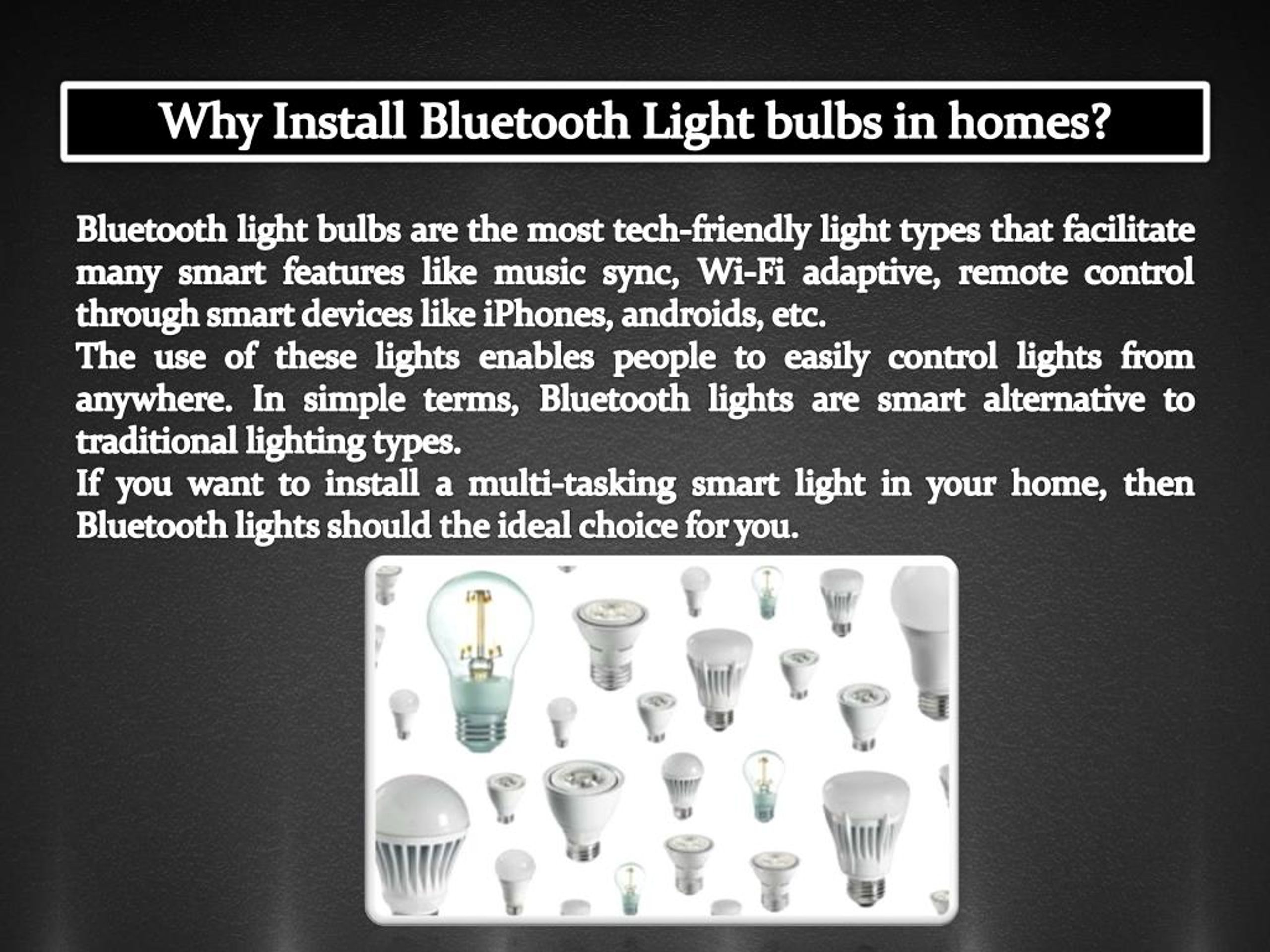 PPT Bluetooth Light Bulbs Smart Remote Control of Home Lightings