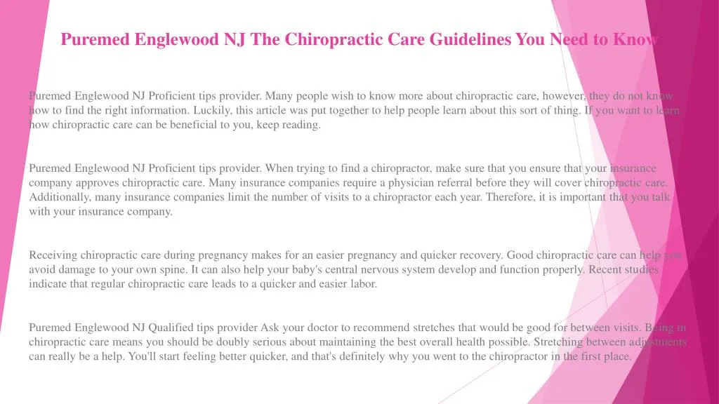 puremed englewood nj the chiropractic care guidelines you need to know n.