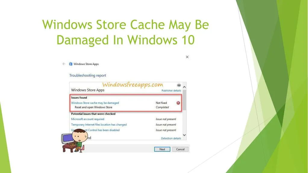 windows store cache might be damaged