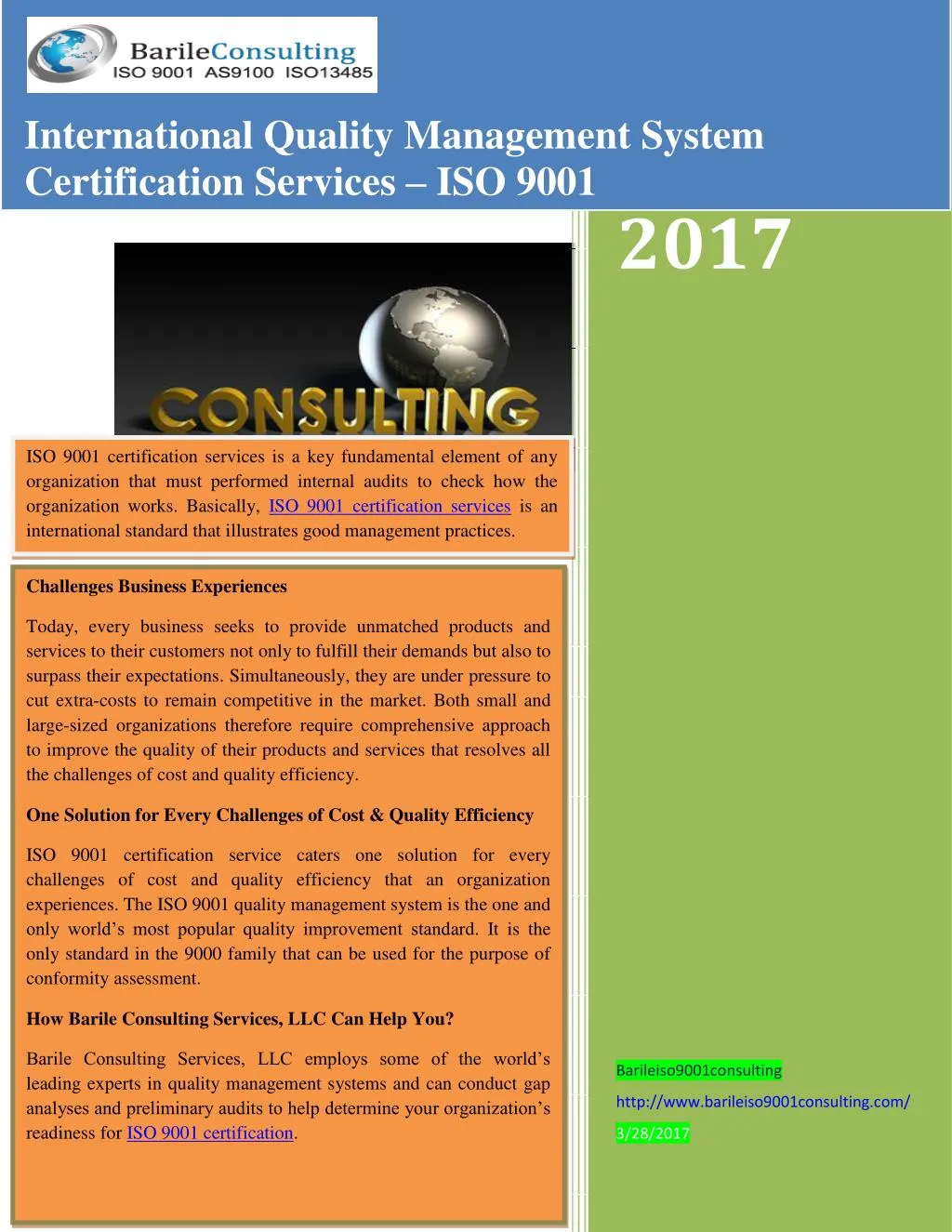 PPT - International Quality Management System Certification Services