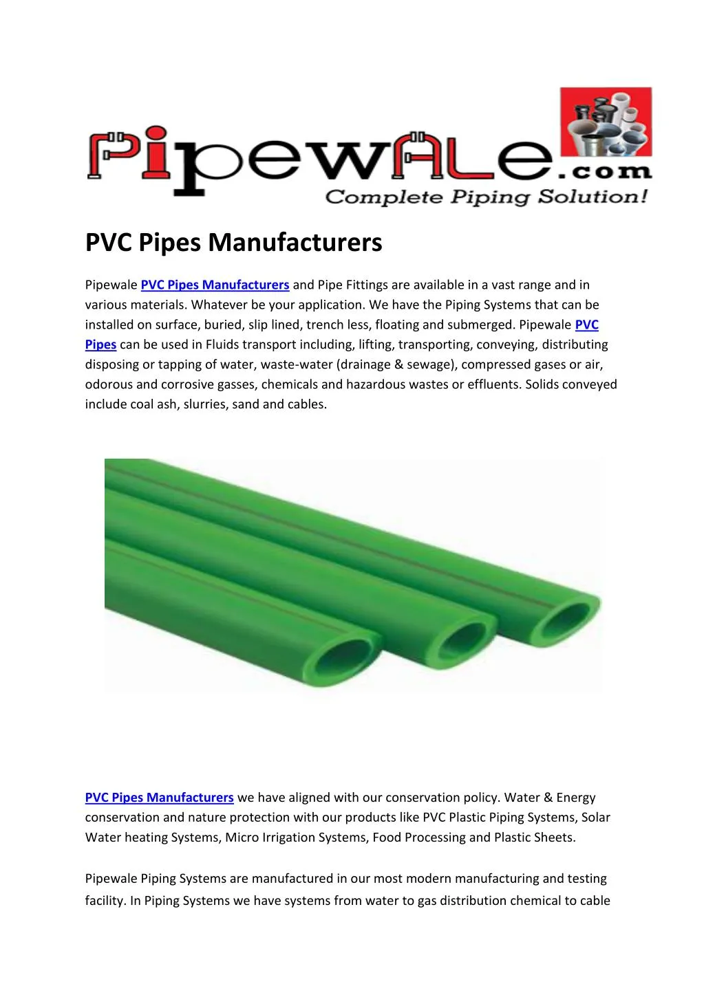 pvc pipes manufacturers n.