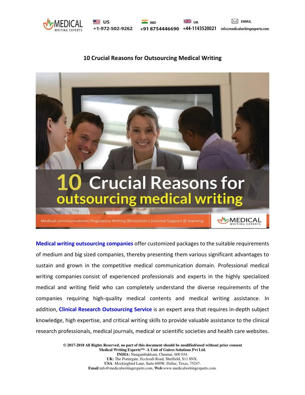 10 crucial reasons for outsourcing medical writing n.