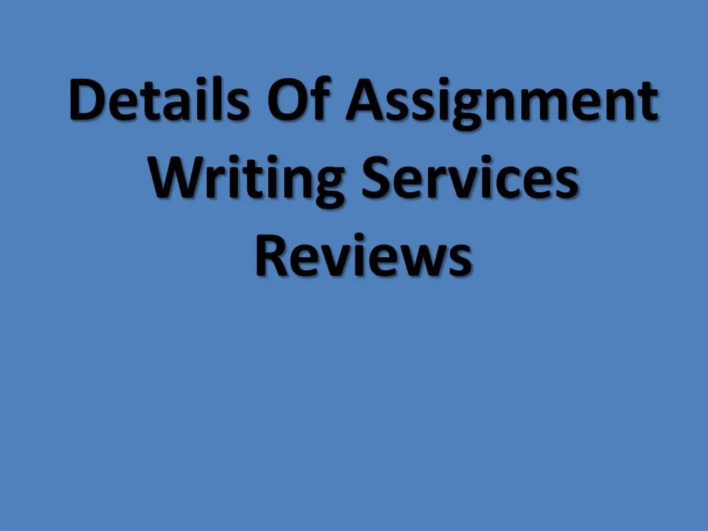 details of assignment