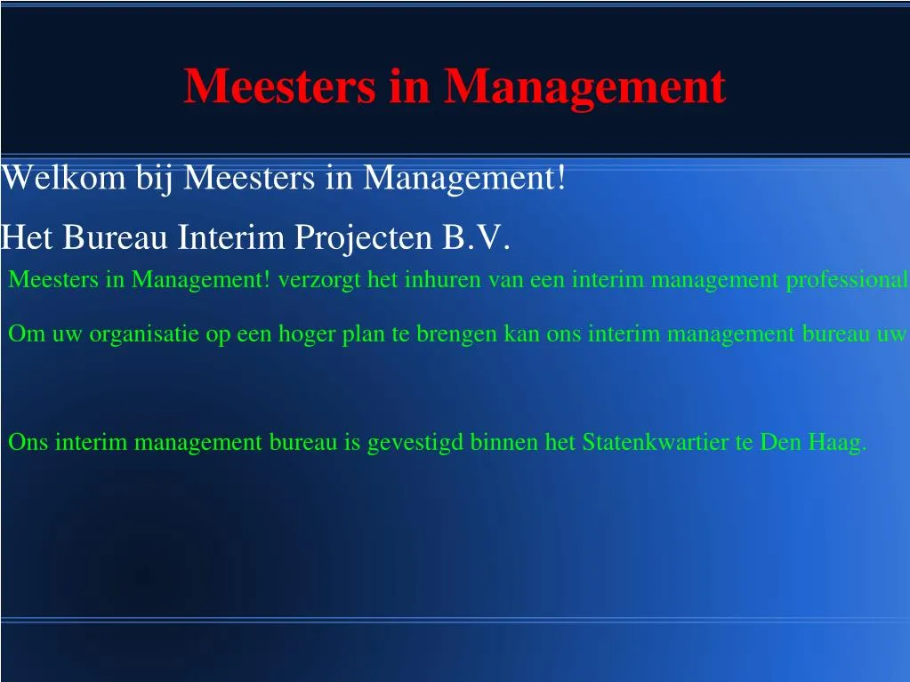 meesters in management n.