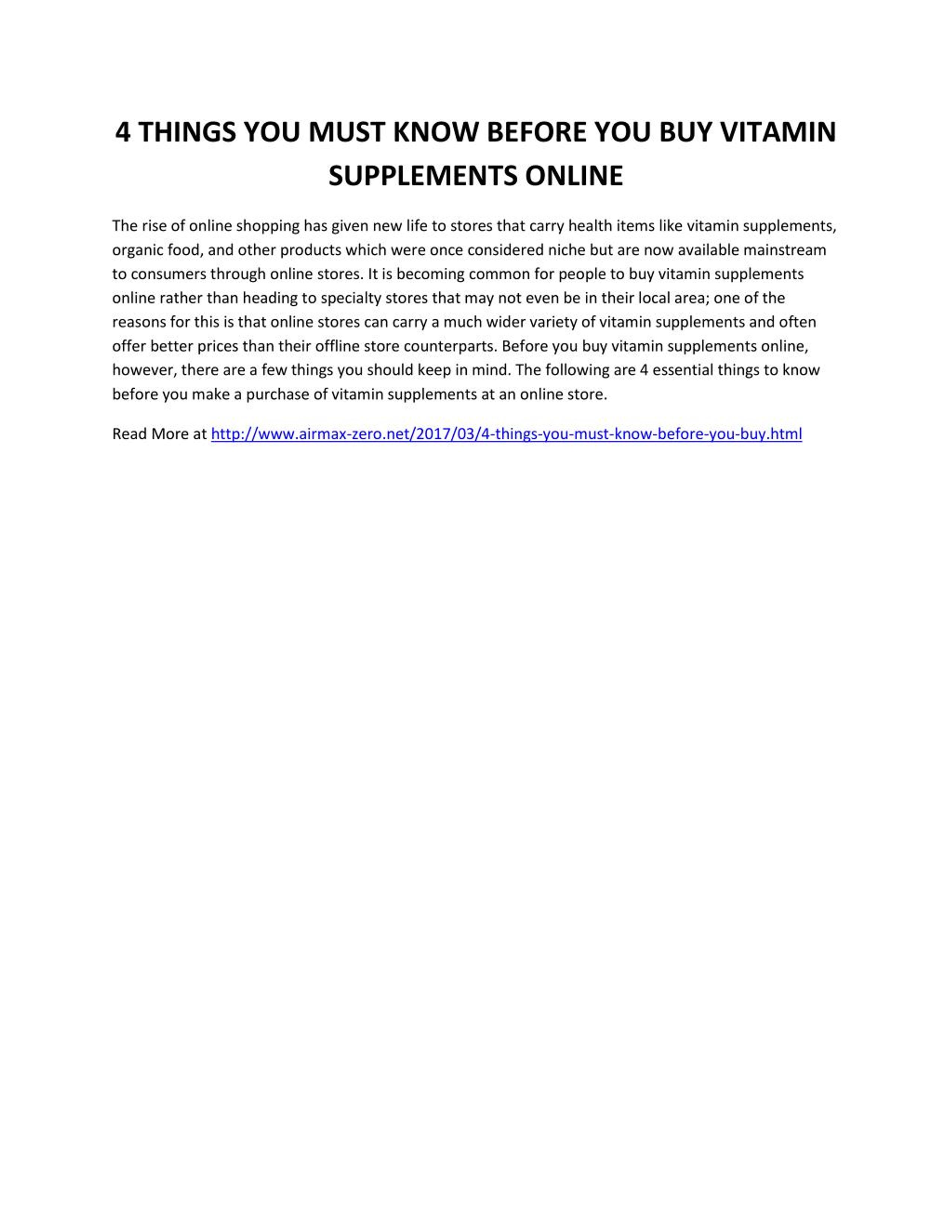 Ppt 4 Things You Must Know Before You Buy Vitamin Supplements Online