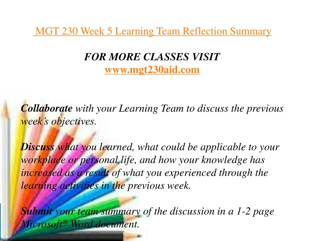 week 5 team reflection summary week 5 team reflection summary