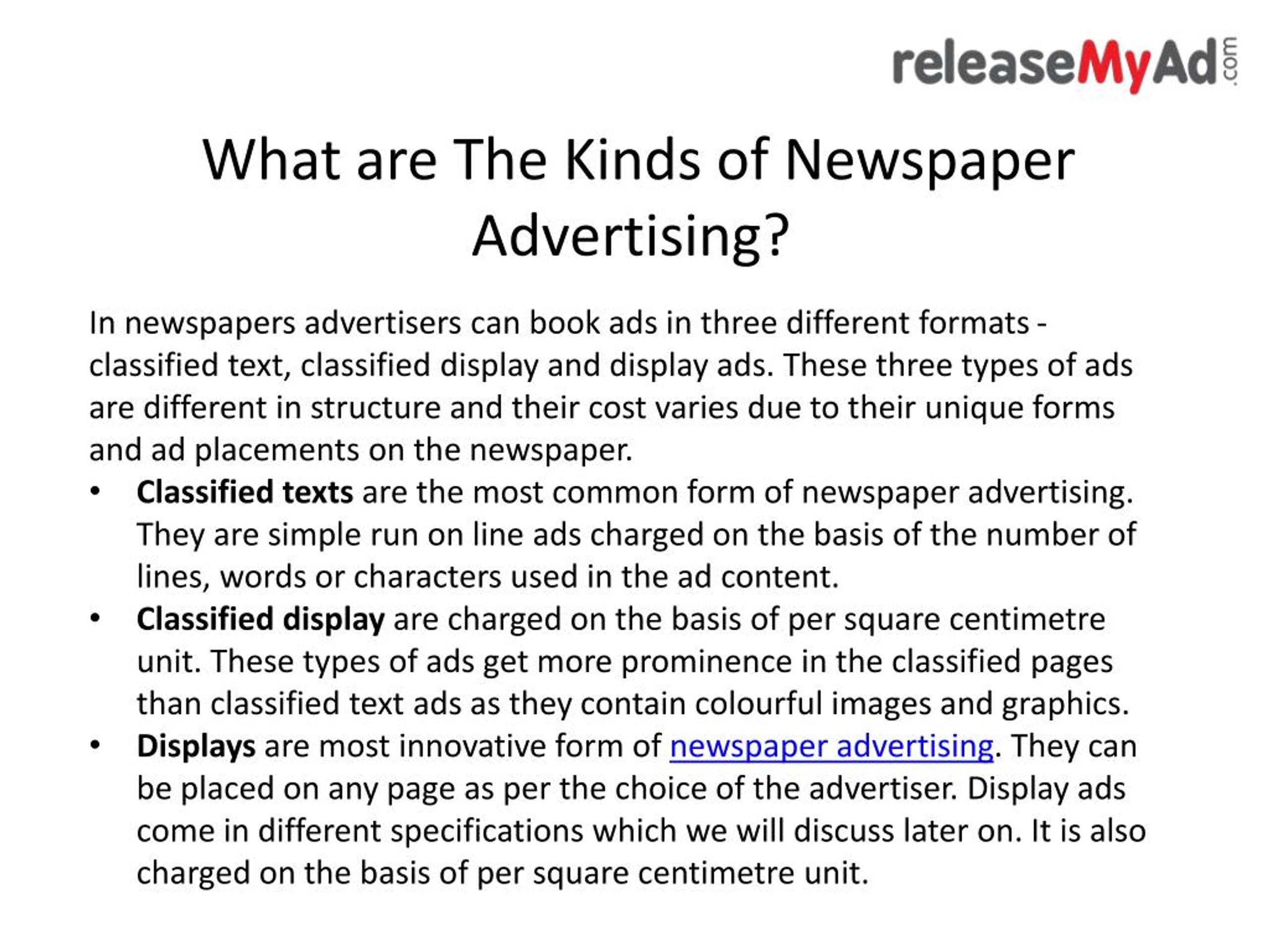 Types Of Newspaper Advertising