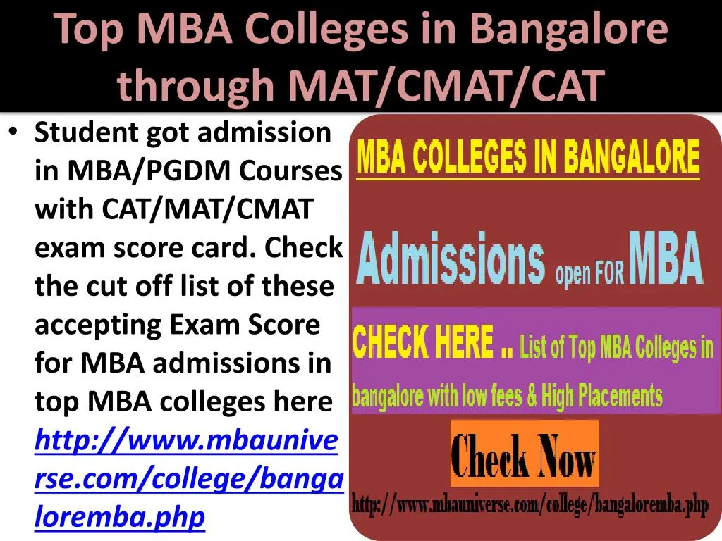 Ppt Top Mba Colleges In Bangalore Through Mat Cmat Cat