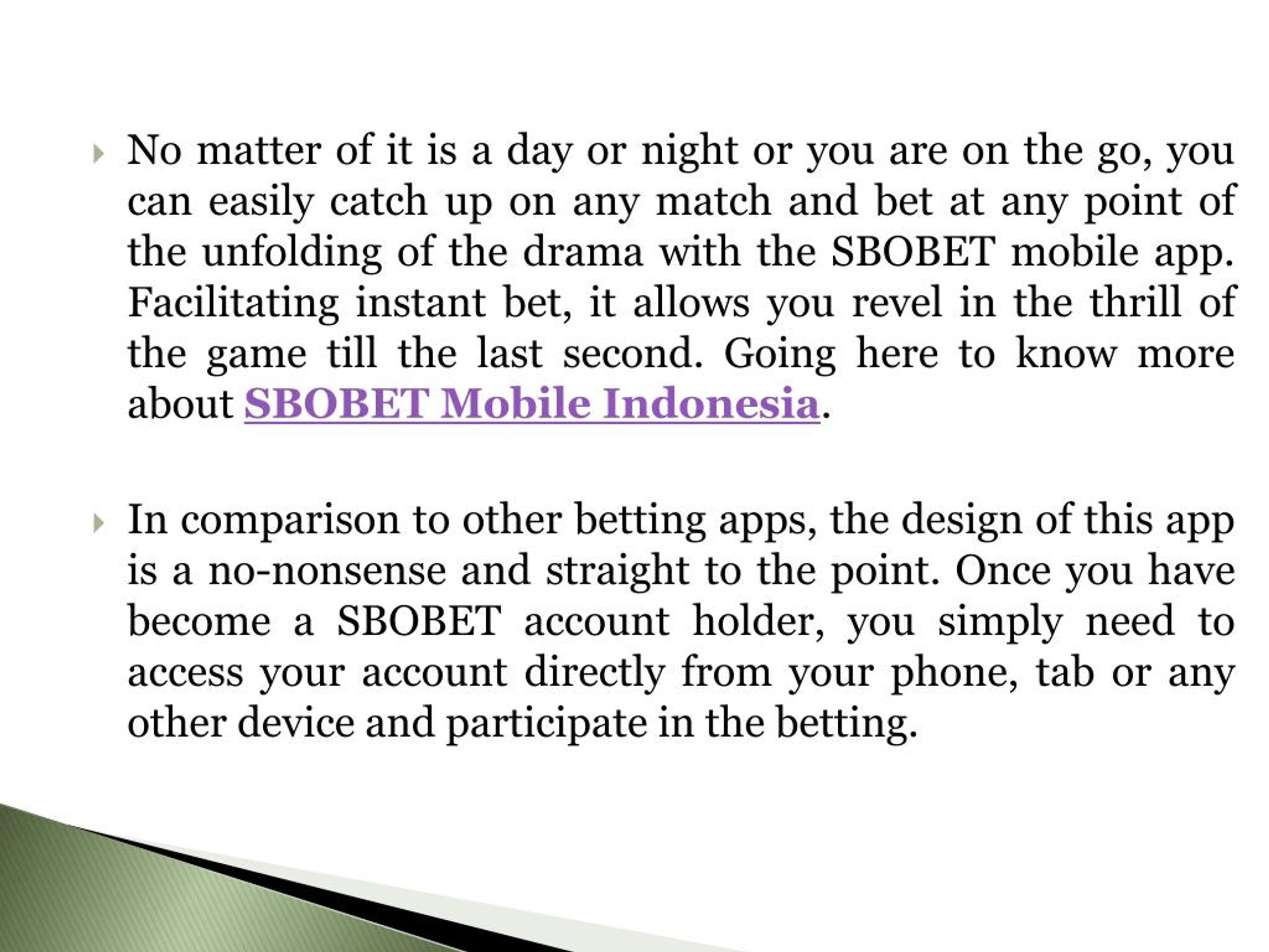 Ppt Sbobet Mobile Indonesia To Gamble And Win On Sports Events Powerpoint Presentation Id 7546579