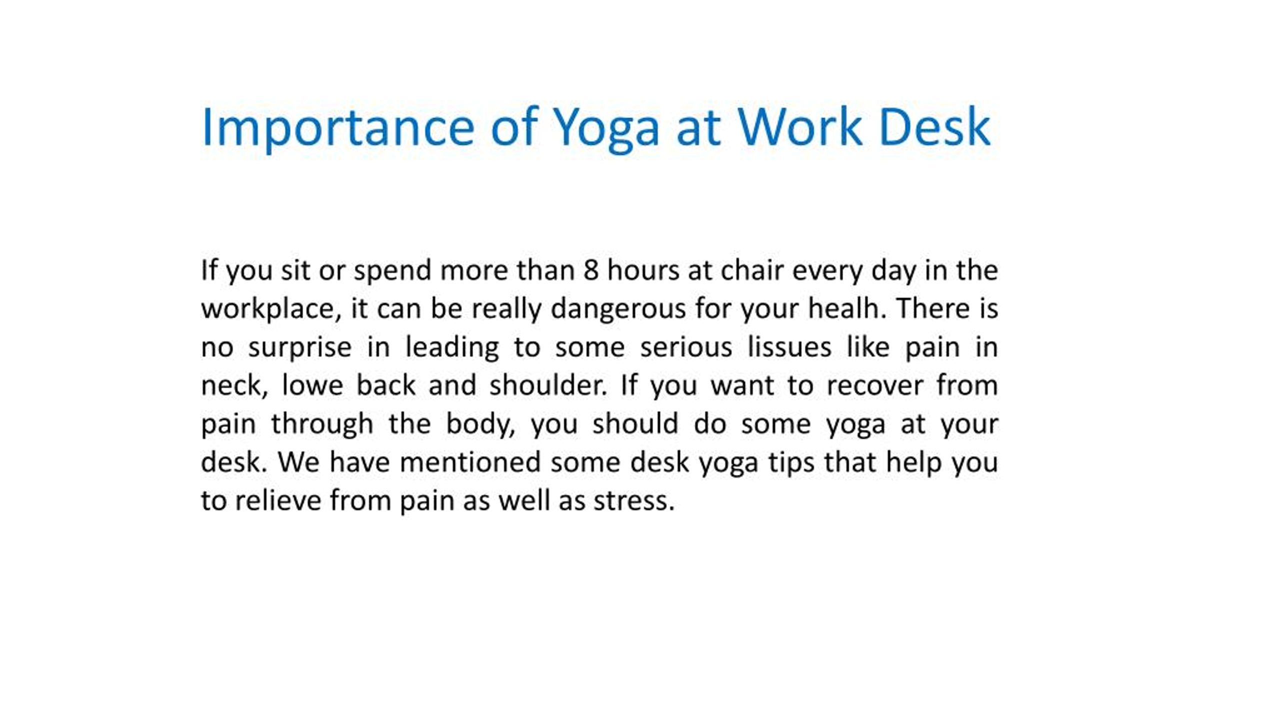 Ppt Desk Yoga Poses To Relief Stress And Back Pain Powerpoint