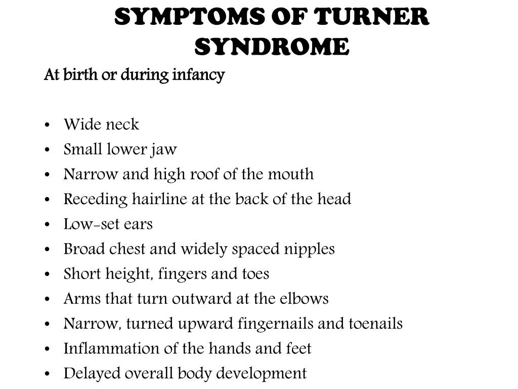 Turner Syndrome Signs And Symptoms