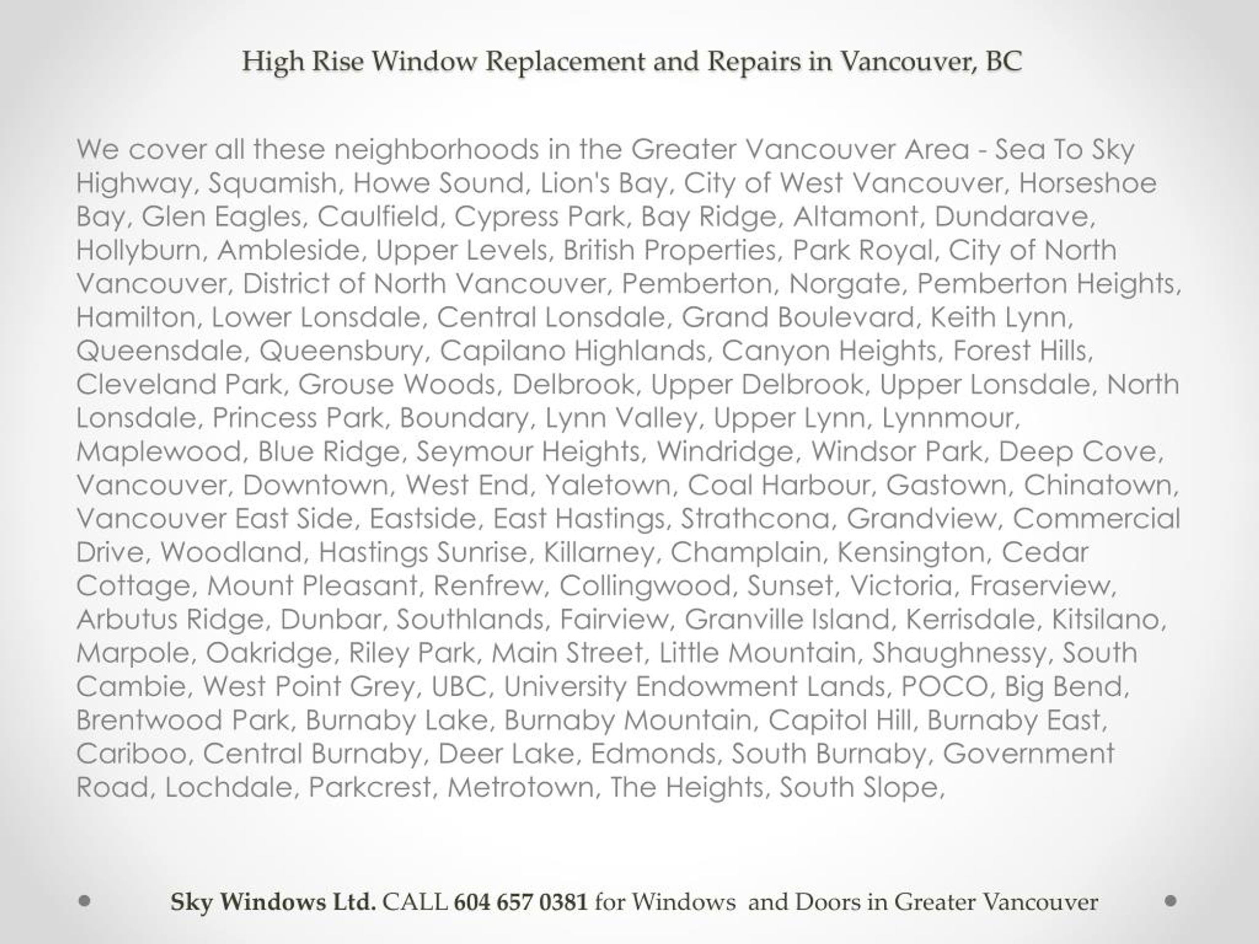 Ppt High Rise Window Replacement And Repairs In Vancouver Bc