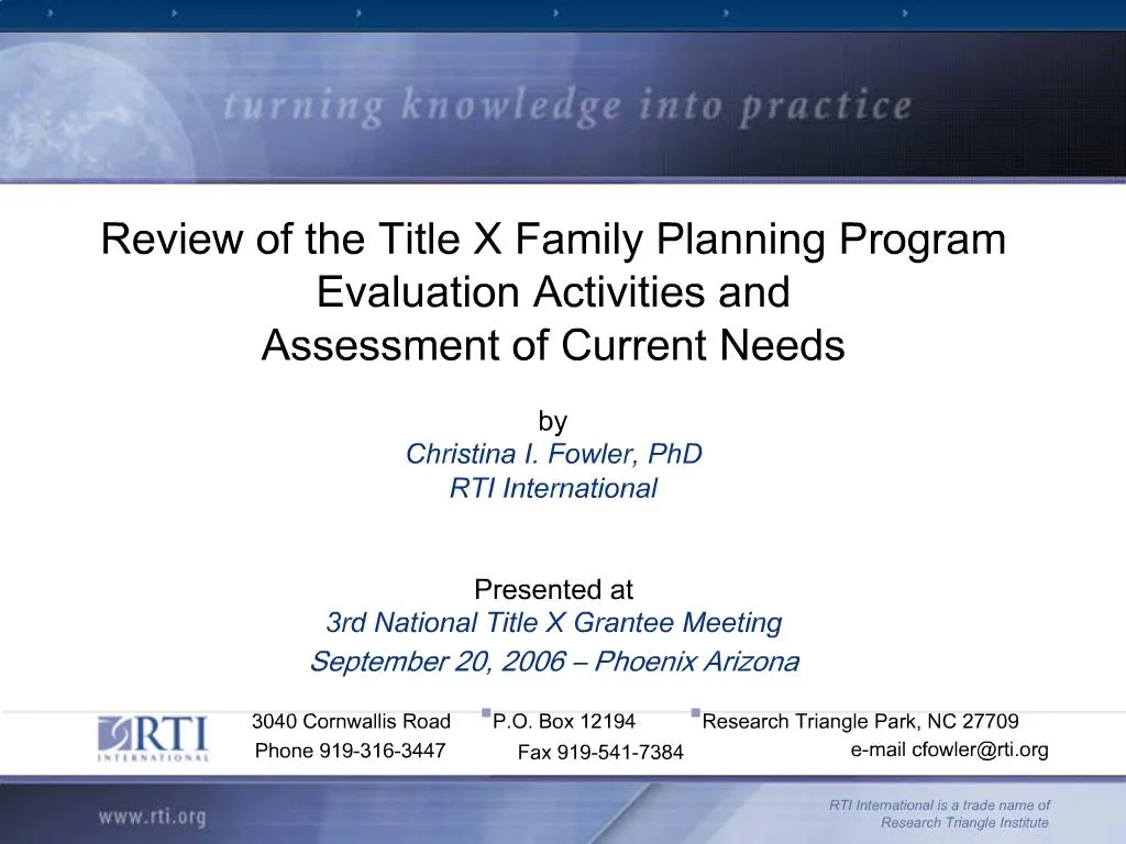 PPT Review of the Title X Family Planning Program Evaluation