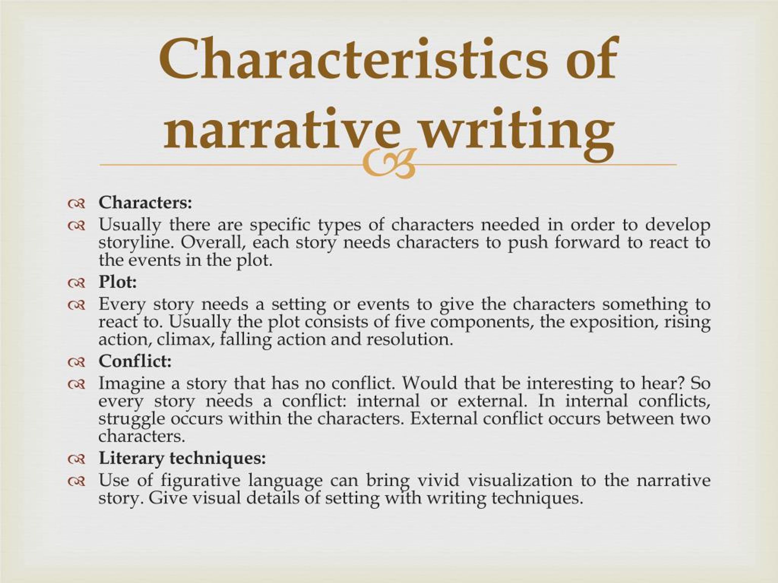 narrative essay characteristics