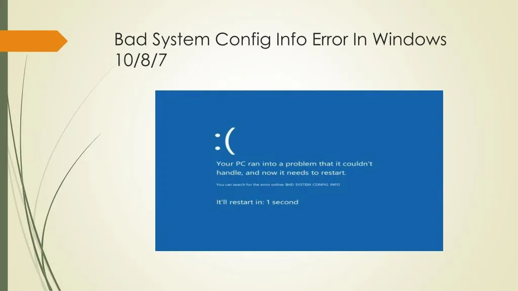 Bad system config info windows 7 как исправить