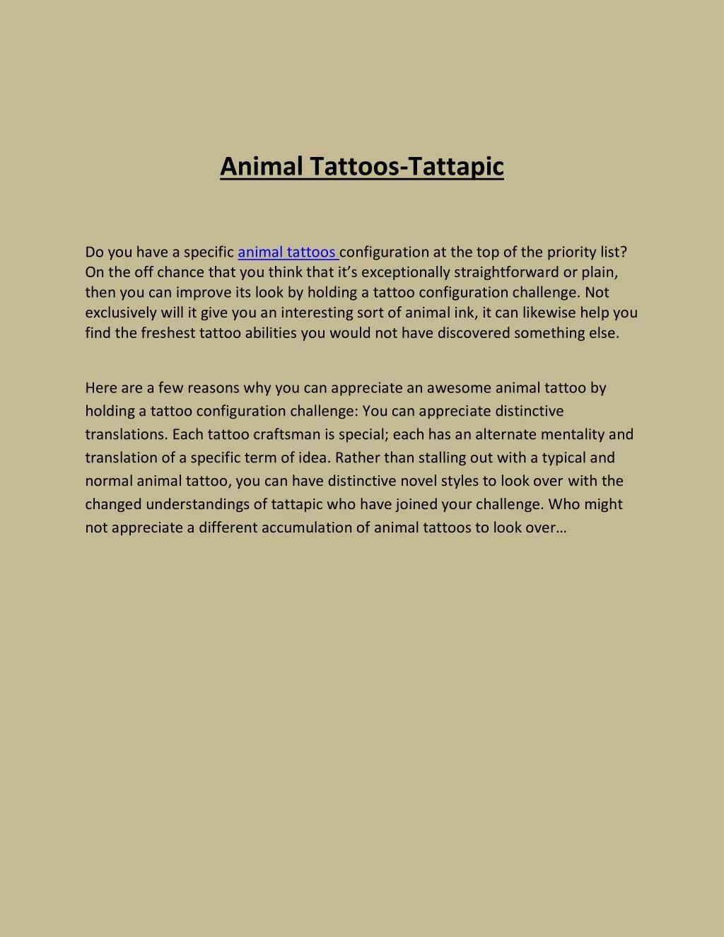 animal tattoos tattapic n.