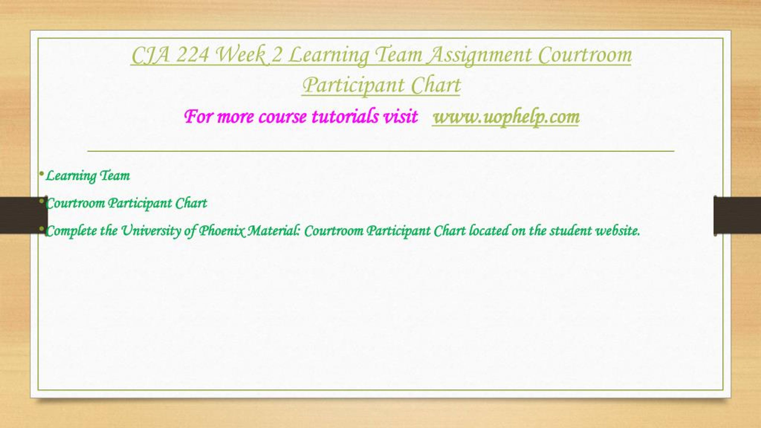 Courtroom Participant Chart