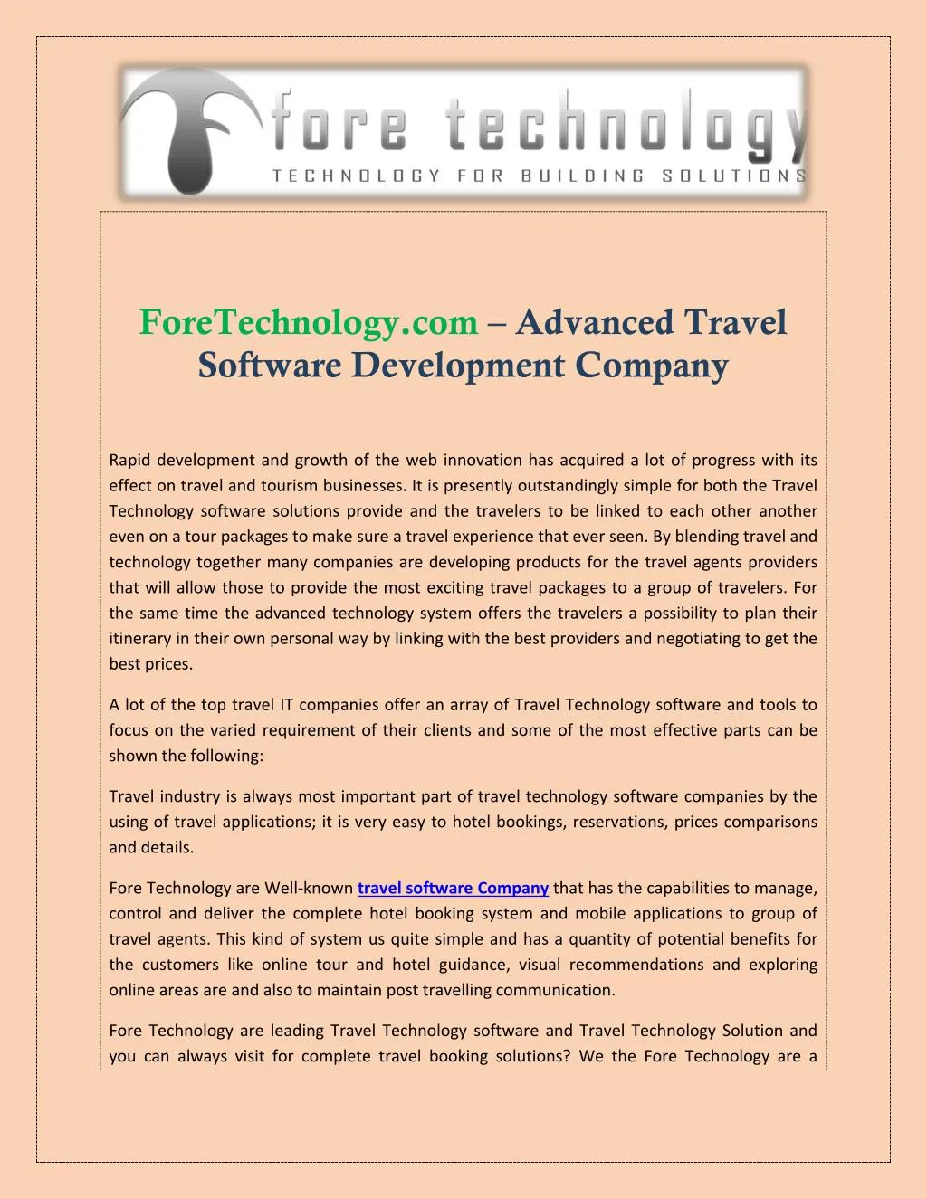 foretechnology com advanced travel software n.