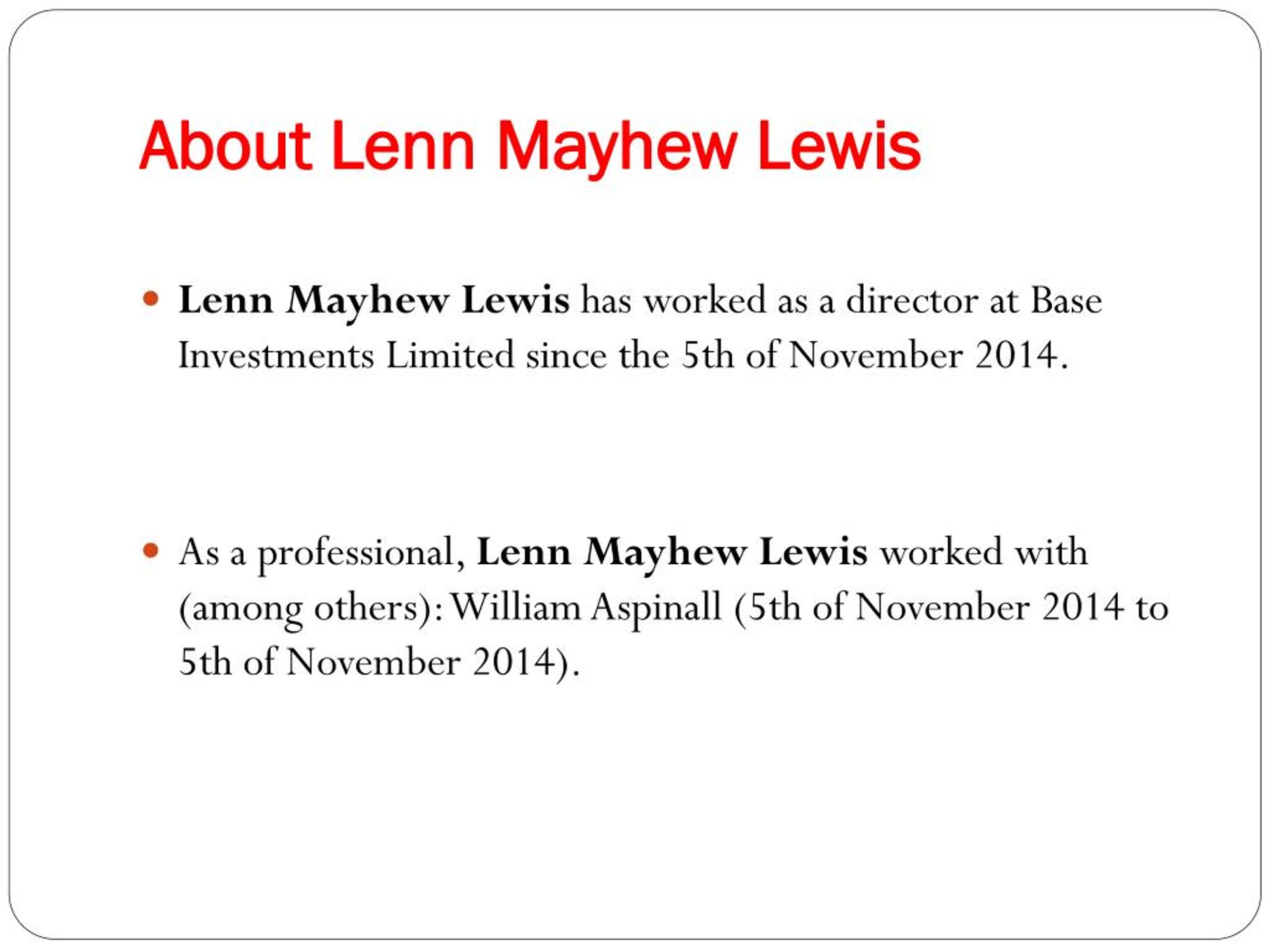 PPT - About Lenn Mayhew Lewis PowerPoint Presentation, Free Download ...