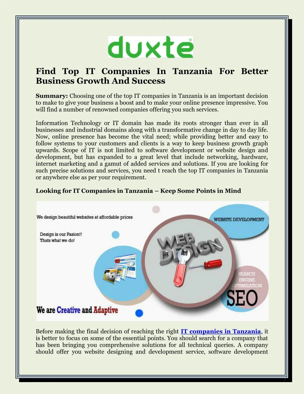 find top it companies in tanzania for better n.