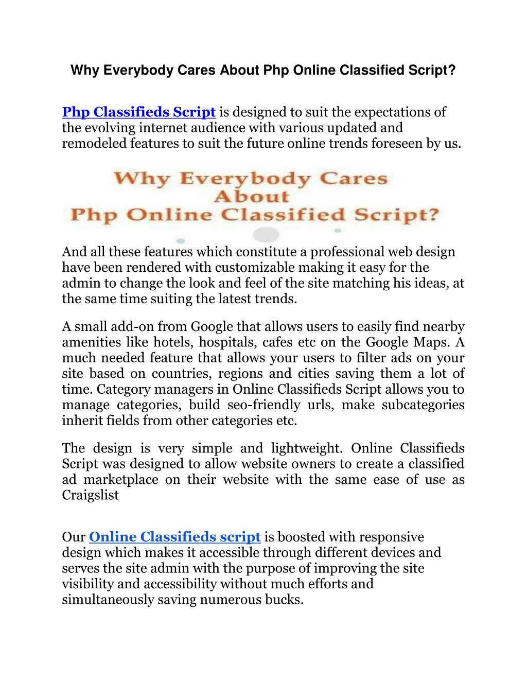 why everybody cares about php online classified n.