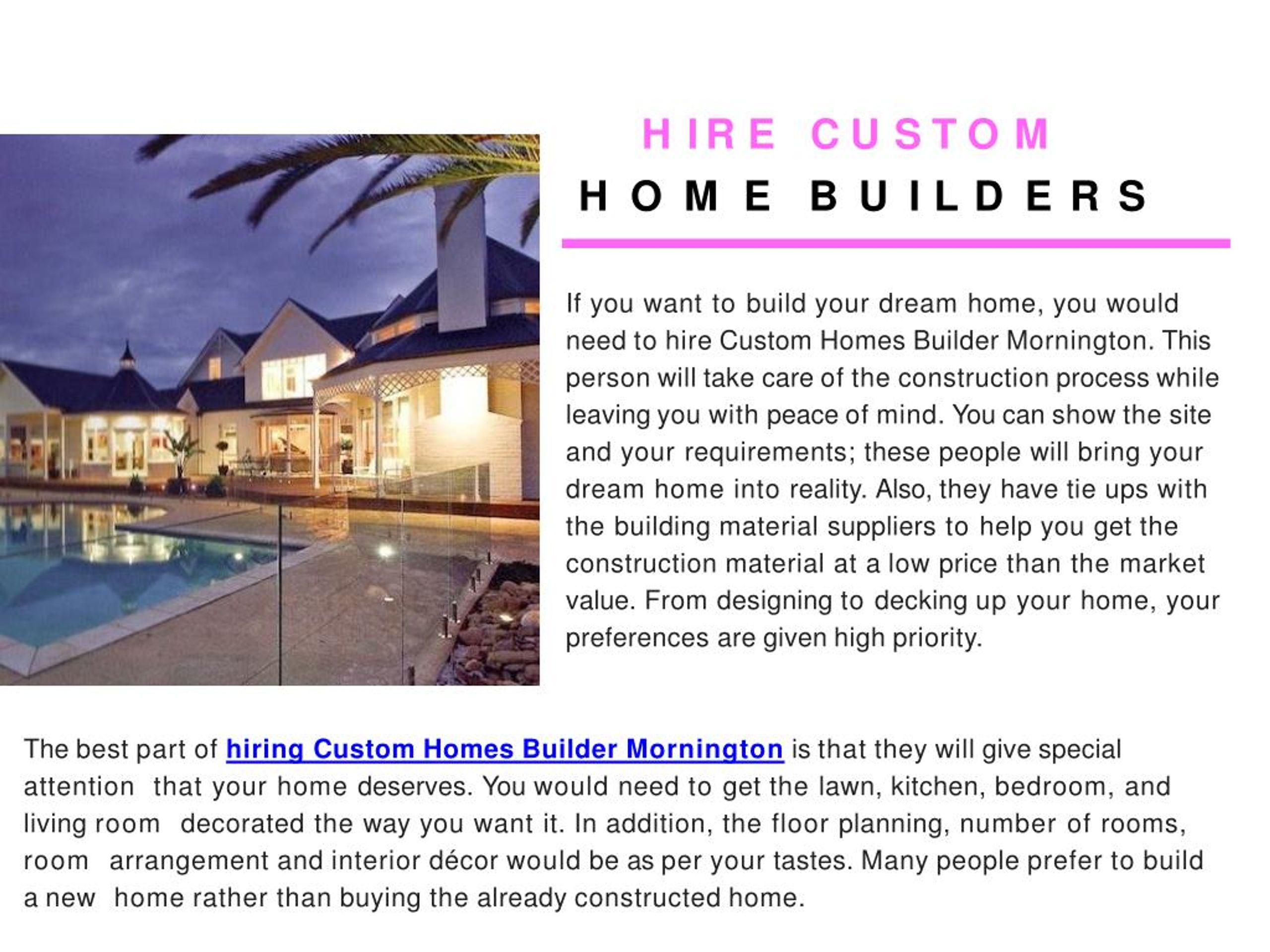 PPT - Hire Custom Home Builders To Build Your Dream House PowerPoint ...