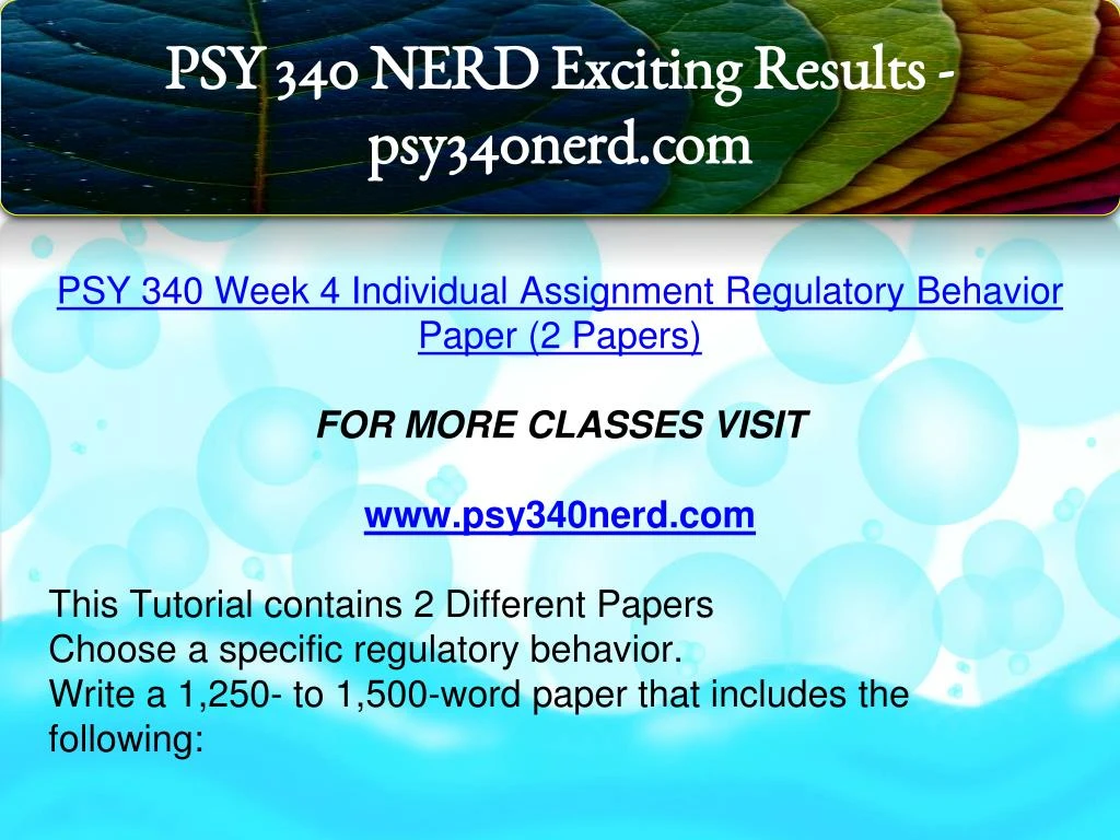 340regulatory behavior paper Order details/description in this assignment, you will summarize and critique a current research article on a regulatory behavior select a peer-reviewed research article from the. 340regulatory behavior paper Order details/description in this assignment, you will summarize and critique a current research article on a regulatory behavior select a peer-reviewed research article from the.