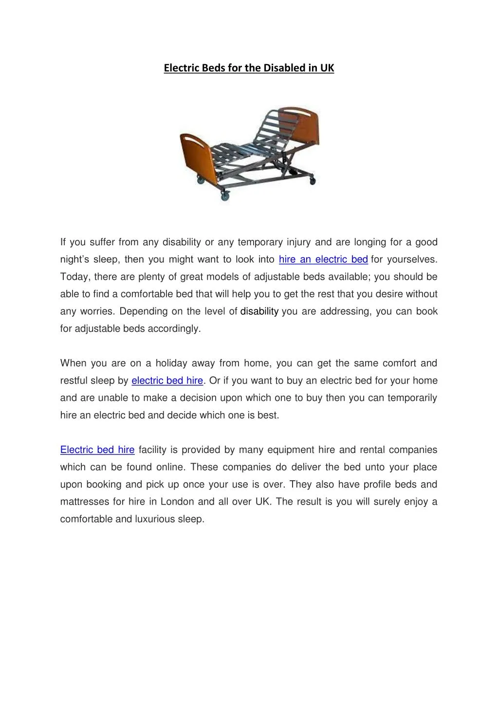 PPT Hire an Electric Bed.pdf PowerPoint Presentation, free download