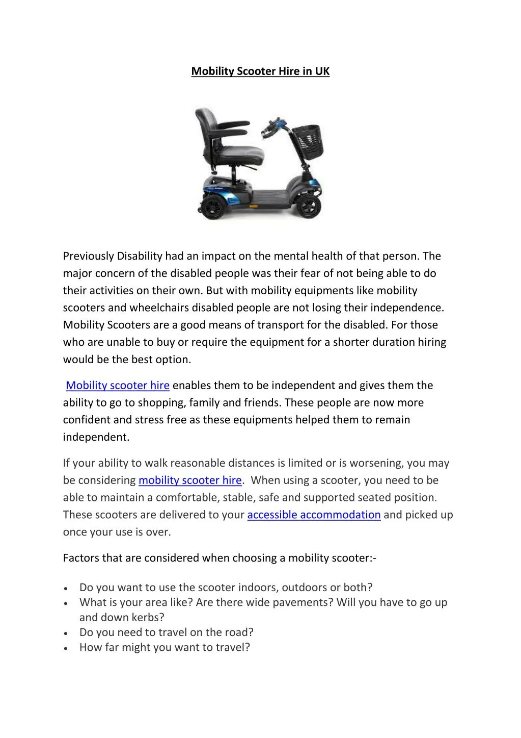 PPT Mobility Scooter Hire in UK PowerPoint Presentation, free