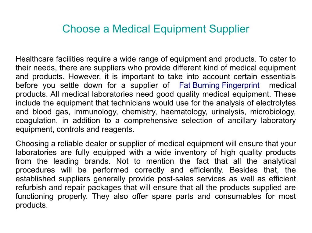 choose a medical equipment supplier n.