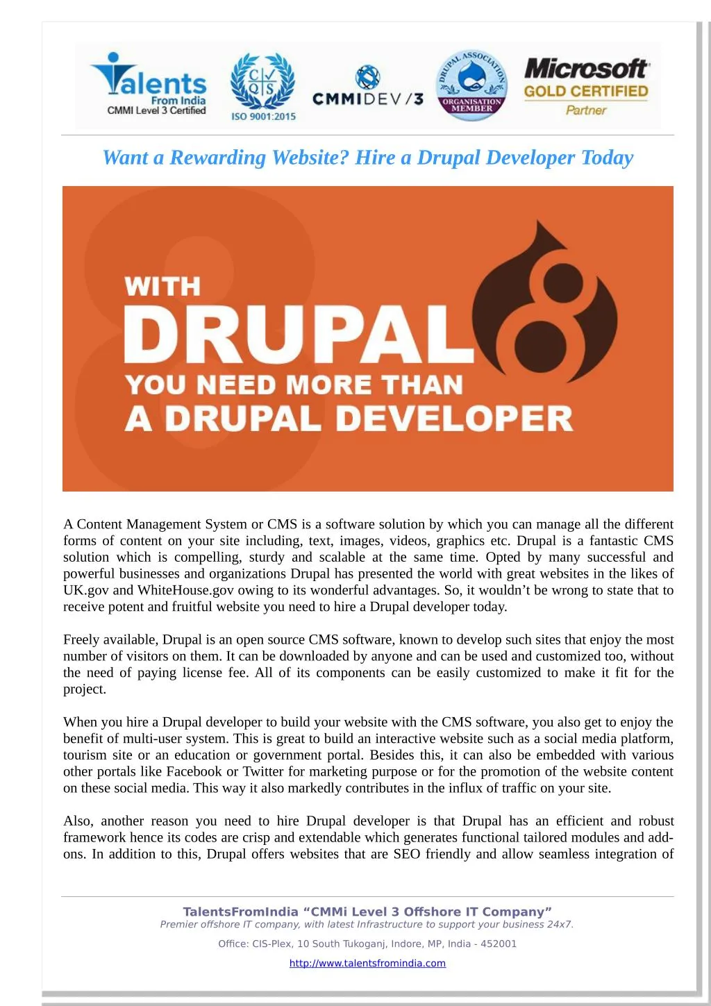 want a rewarding website hire a drupal developer n.