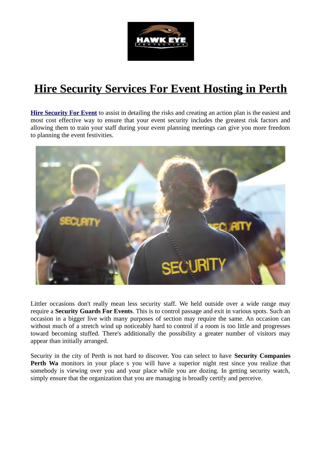 hire security services for event hosting in perth n.
