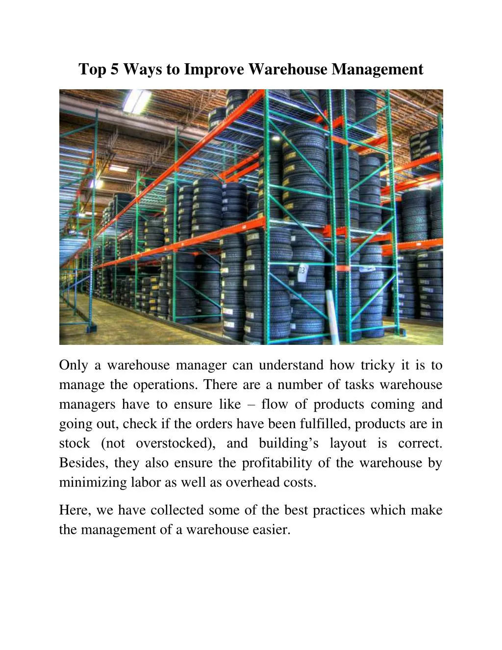 PPT - Top 5 Ways To Improve Warehouse Management - M-H-E.com PowerPoint ...