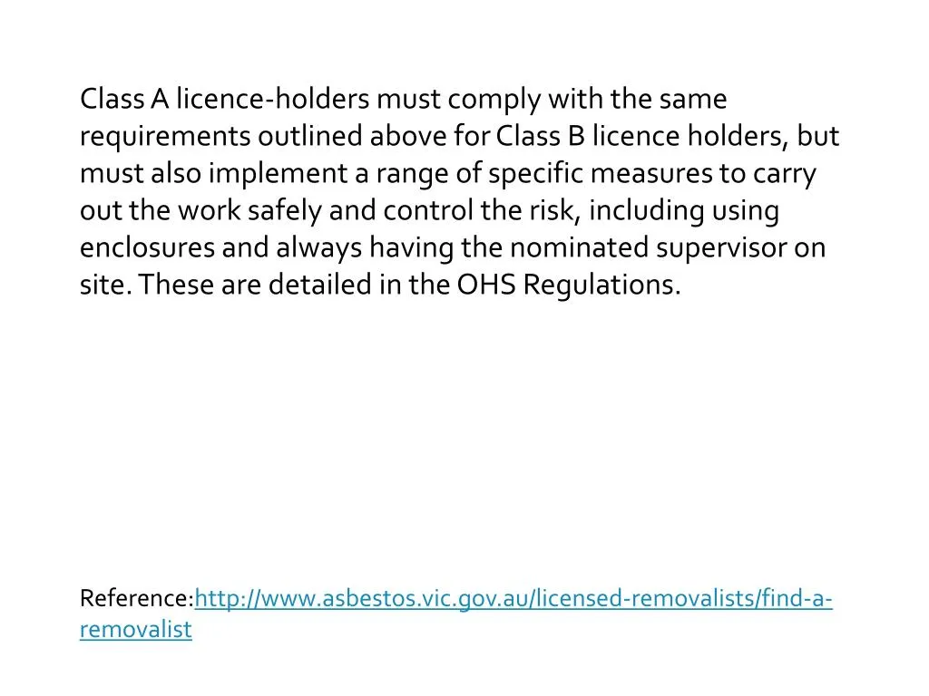 class a licence holders must comply with the same n.